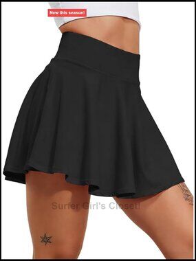 High Waisted Pleated Tennis Skort Skirt with Pockets UPF 50+ Tummy Control